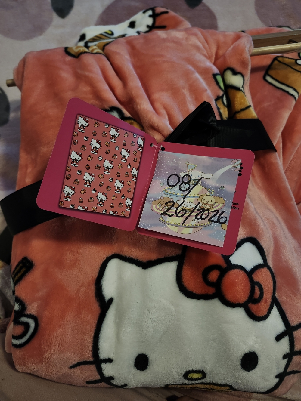 Hello Kitty Pink Plush Kids Travel Blanket with Bow Graphic